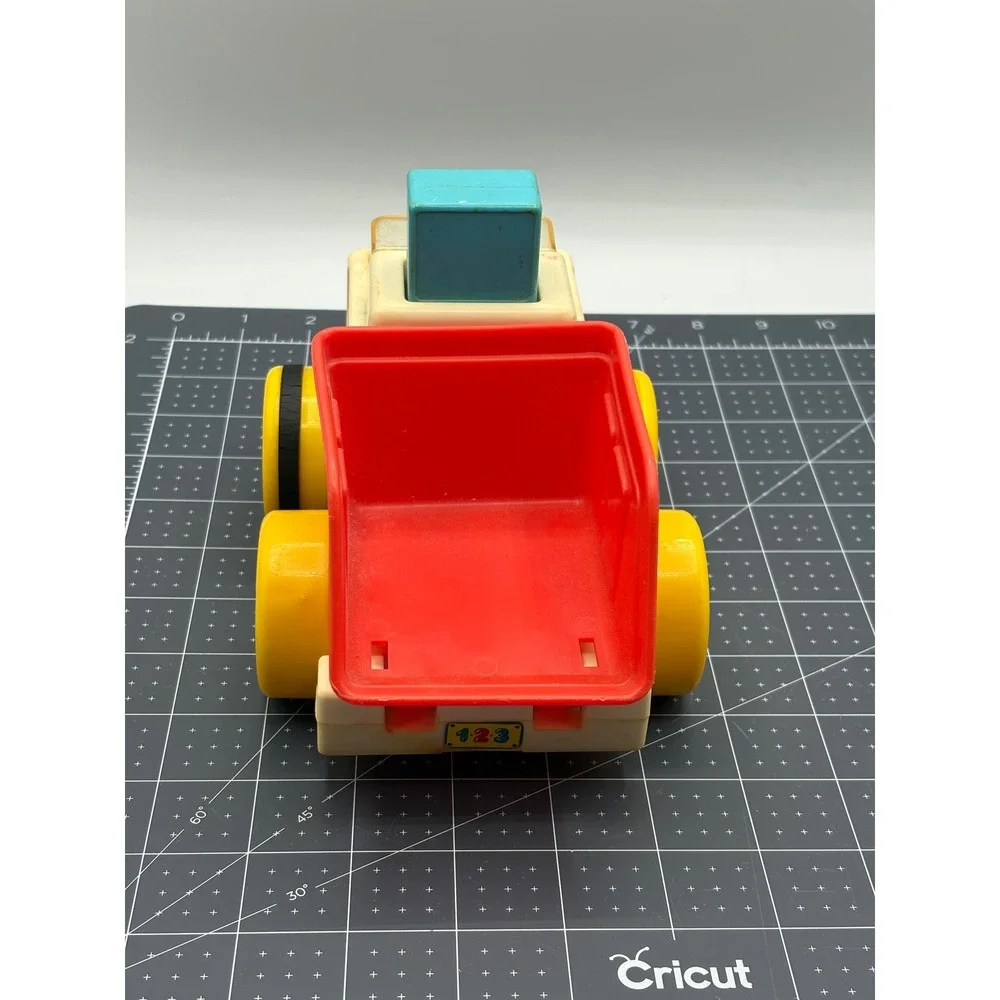 Vintage Chicco Dump Truck Toy Made in Italy Red Yellow White Plastic Vehicle